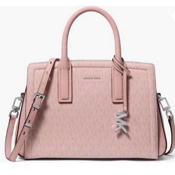 MICHAEL KORS Laila logo coated canvas small satchel crossbody bag - Rose /Pink - Picture 1 of 13